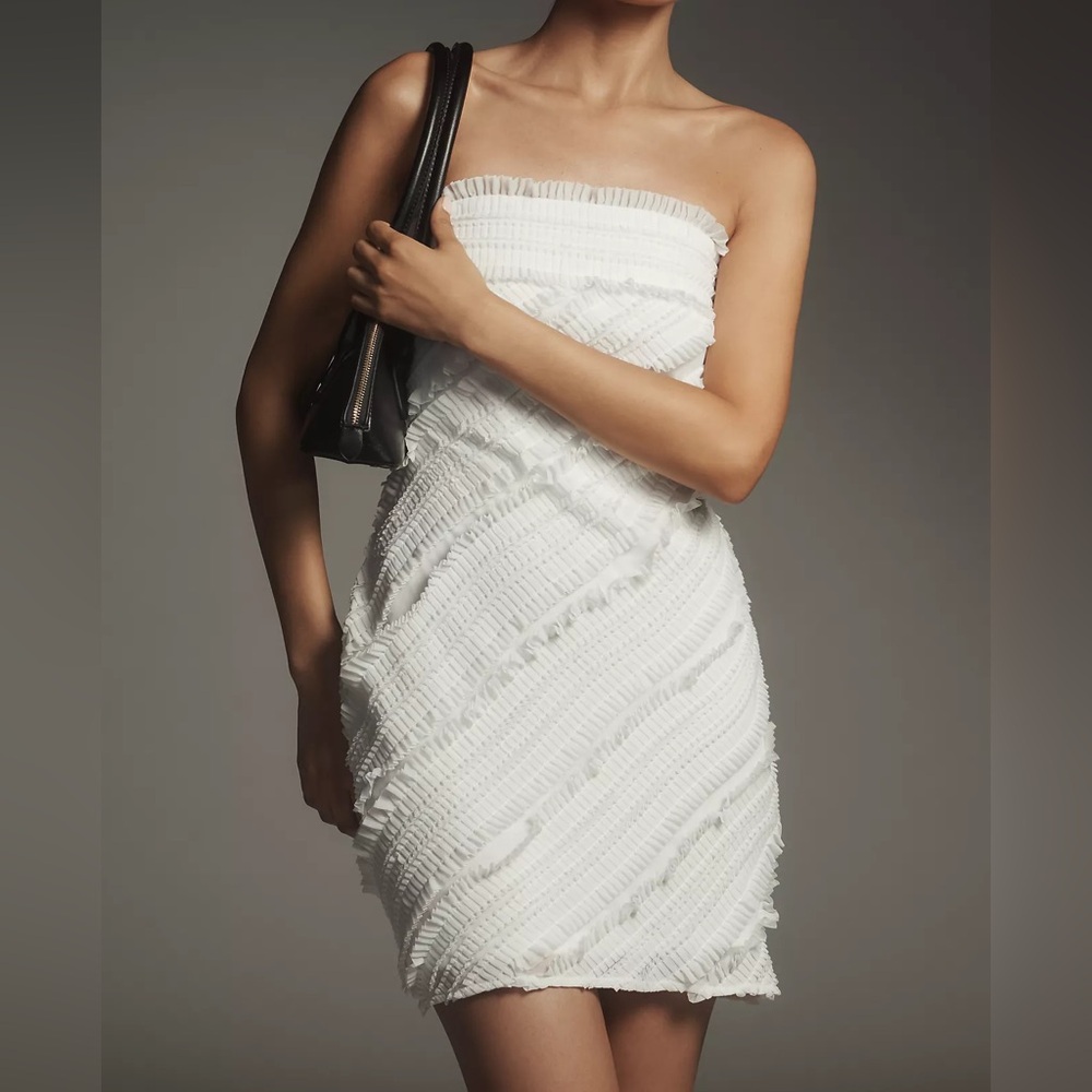 Endless Rose for Anthropologie Strapless Textured Fitted Mini Dress